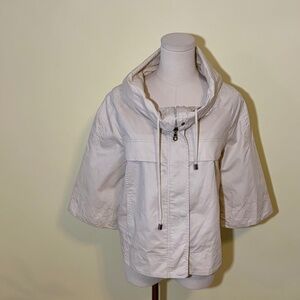 Millard Fillmore Anthropologie Cropped 3/4 Sleeve Cowl Neck Tan Cotton Coat SZ M